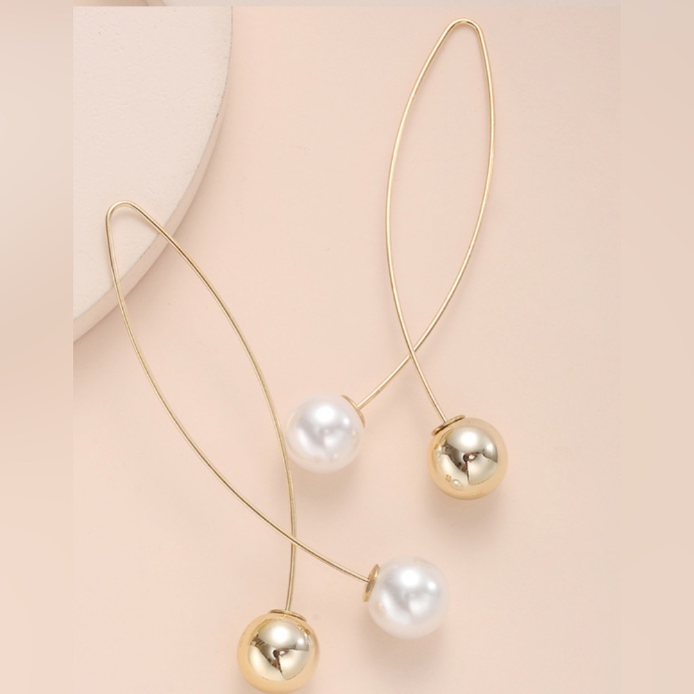 Fashion cross shaped pearl double ball pearl